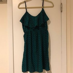 Blue cami dress. Ruffle front